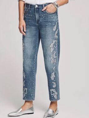 Chico’s Embellished Tapered Leg Jean
